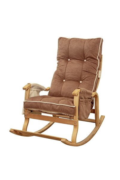 EVOKE Lüx Ahşap Çift Minderli Çift Cepli Sallanan Sandalye