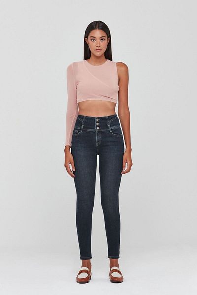 Pantamo Jeans Blugi de damă Pantamo skinny albaștri învechiți în nuanță închisă