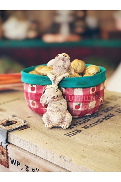 Luthien El Yapımı Tavşan Saksı Sepet Çok Amaçlı Dekoratif Obje
