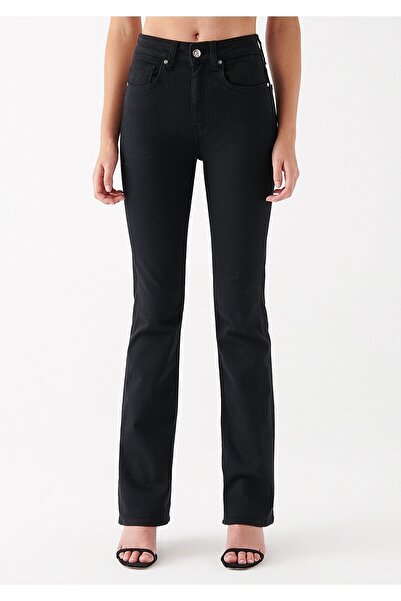 Trn JNS Tess Gold Black Jeans Flared Leg Denim Trousers High Waist (Extra Comfortable)