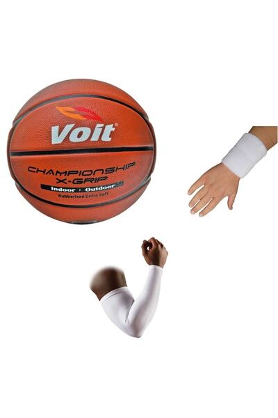 Voit Xgrip Professional Size 5 Basketball Ball + Basketball Sleeve+ Athlete Towel Wristband