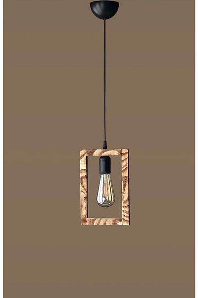 ONUR AVİZE Black Retro Antique Wooden Nora Pendant Lamp - Single