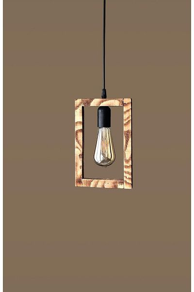 ONUR AVİZE Black Retro Antique Wooden Nora Pendant Lamp - Single
