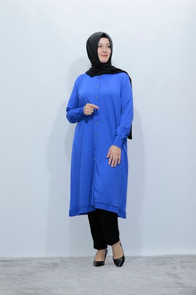 Zey&Ka Butik Plus Size Mercerized Cold Rayon Thread Perfect Buttoned Cardigan Knitwear