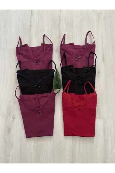 ParisTrend Kadın 6'lı Dantelli Penye Atlet