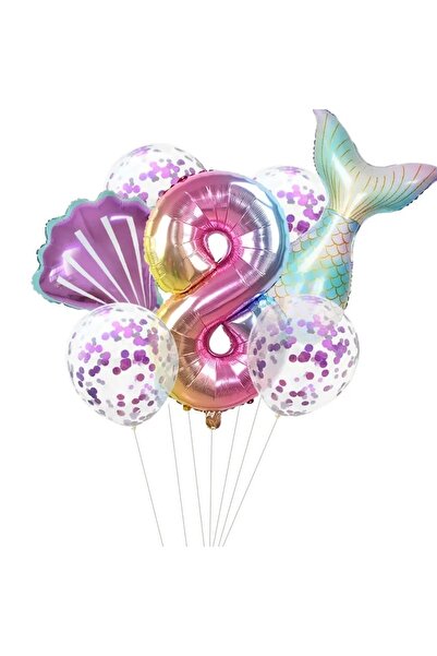 Mini Parti مجموعة بالونات ملونة بتصميم حورية البحر من Mini Party Store 8