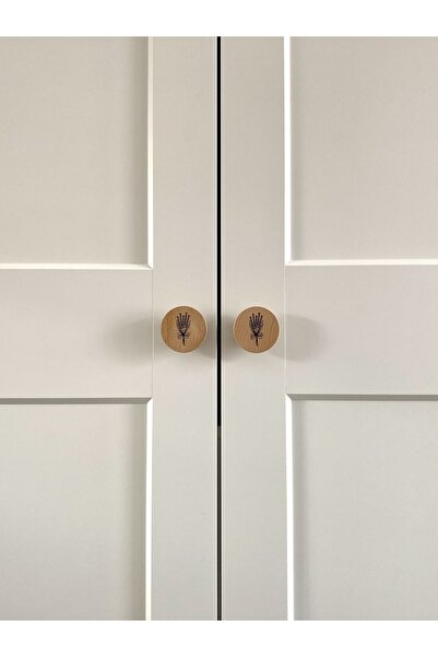 ÜÇER AHŞAP Buğday Tanesi Baskılı Siyah Dolap Kulp ( 4 Adet )