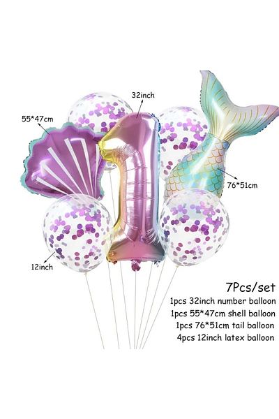Mini Parti Mermaid Colorful Balloon Set - Birthday Balloon Ornaments