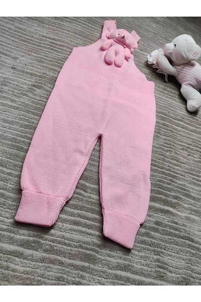 MİNİKO KİDS Teddy Bear Detailed Buttoned Adjustable Strap Knitwear Salopet Dress