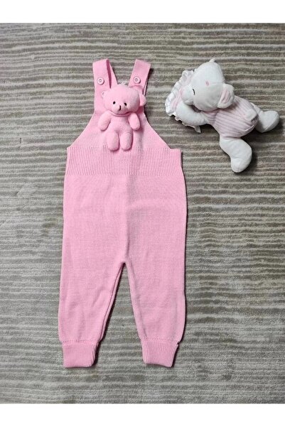 MİNİKO KİDS Teddy Bear Detailed Buttoned Adjustable Strap Knitwear Salopet Dress