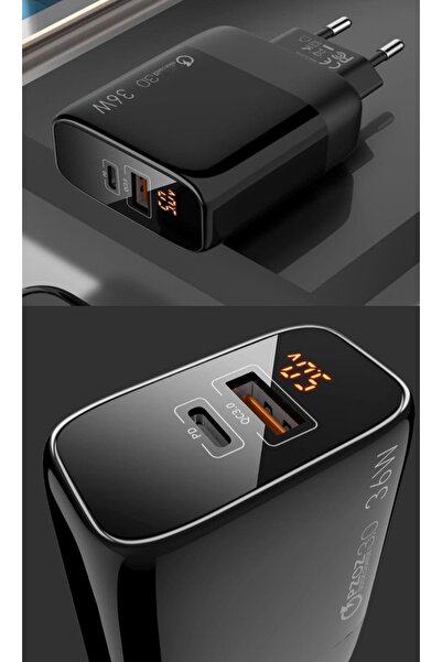 JUDAS C7 Pd (type-c) + Micro Usb Girişli 36w Adaptör + C5 Type-c To Type-c 5a/100w Şarj Kablosu -2m