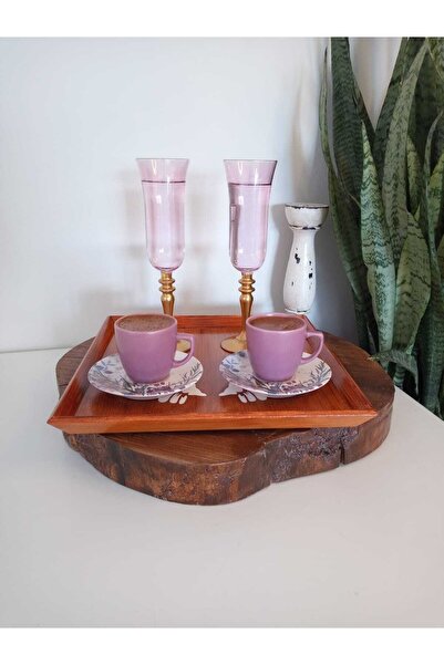 ASLI صينية تقديم الشاي والقهوة والخطوبة المزخرفة المصنوعة يدويًا من الخشب الم...