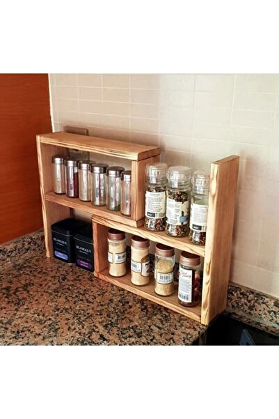 Picco Wood رف توابل خشبي لسطح المطبخ الصلب المزخرف 6145