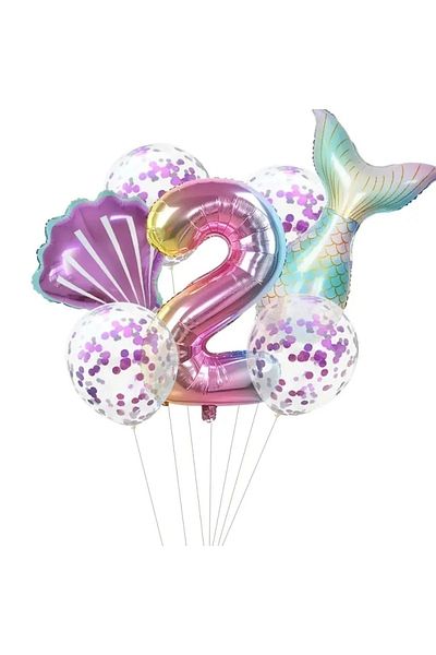 DÜVENCİ TİCARET Mermaid Colorful Balloon Set 2