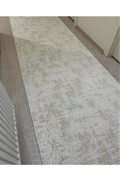 Dinarsu Jel Kaymaz Halı Nevra Asos Krem Kaymaz Taban Yolluk Yıkanabilir Halı