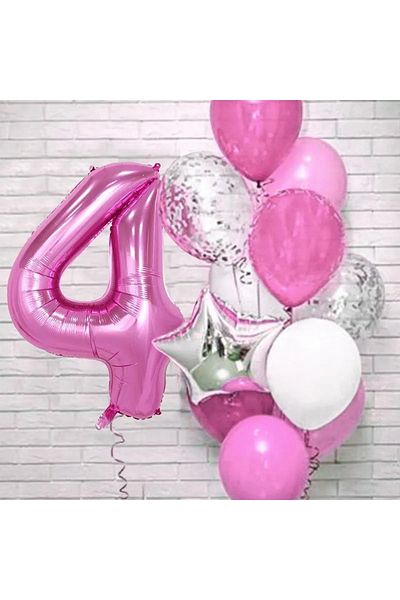 Mini Parti Mini Party Store Fuchsia Age Balloon Set 4