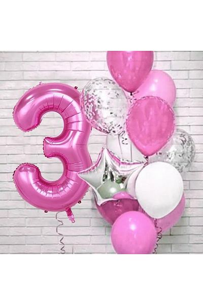 Mini Parti Mini Party Store Fuchsia Age Balloon Set 3
