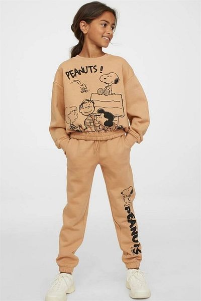 MİNİKO KİDS Момичешки анцуг Penatus Snoopy Model с оребрени крачоли и кръгло деколте