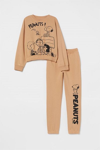 MİNİKO KİDS Момичешки анцуг Penatus Snoopy Model с оребрени крачоли и кръгло деколте