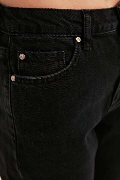 Trn JNS Fausta Black Colorfast Mom Jean Dámské kalhoty Boyfriend s vysokým pasem Power Lycra