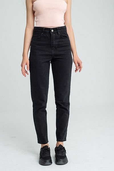 Trn JNS Μαύρο Colorfast Mom Jean Γυναικείο Boyfriend ψηλόμεσο παντελόνι Power Lycra