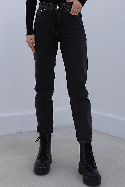 Trn JNS Arella Black Colorfast Mom Jean Γυναικείο Boyfriend ψηλόμεσο παντελόνι Power Lycra