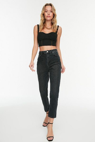 Trn JNS Amora Black Colorfast Mom Jean Γυναικείο Boyfriend ψηλόμεσο παντελόνι Power Lycra