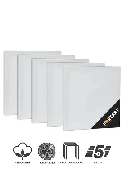 PORTART Tuval %100 Pamuk 20x20 Cm 5'li Paket