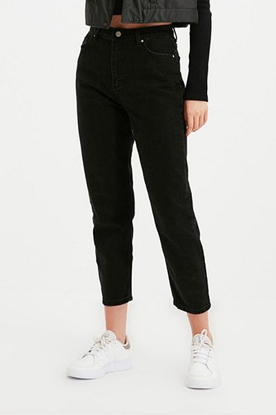 Trn JNS Eva Black Colorfast Mom Jean Γυναικείο Boyfriend ψηλόμεσο παντελόνι Power Lycra