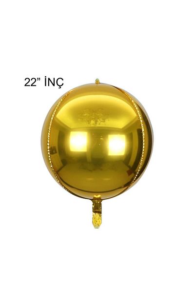 Patladı Gitti 4D Large Size Gold Globe Foil Balloon 22" Inch
