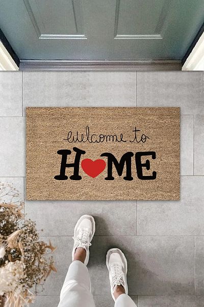 Pazarova Digital Printing Welcome To Home Patterned Decorative Interior and Exterior Door Mat K-7137