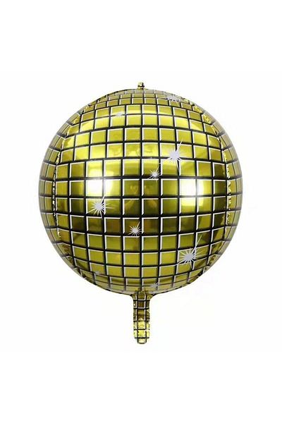 Patladı Gitti 4D Large Size Gold Disco Sphere Foil Balloon 22" Inch