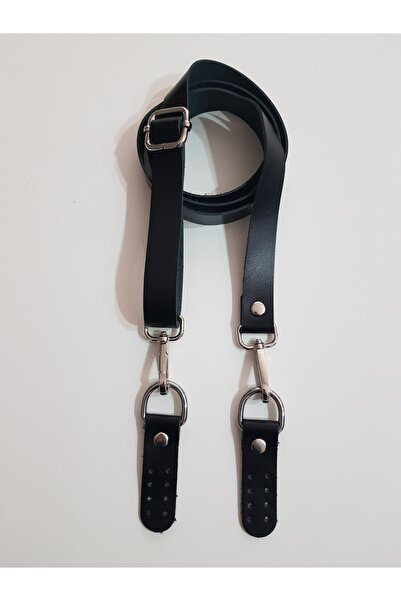 Desaryou Siyah Ayarlı Gerçek Deri Çanta Sapı 2 Cm X 120 Cm Silver Metal
