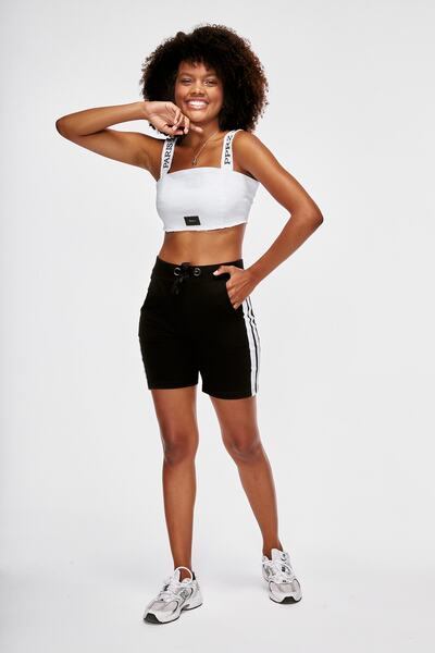 THIMOON Women's White Denim Strappy Crop Top Bustier