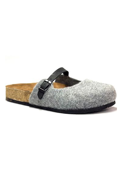 Uniqueqoop Παντόφλες Sofia Cork Sole από φυσικό μαλλί τσόχα