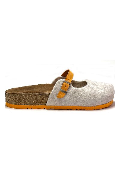 Uniqueqoop Παντόφλες Sofia Cork Sole από φυσικό μαλλί τσόχα