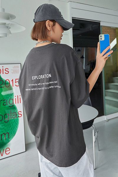Machetta Ανθρακί "exploration" Text Printed Oversize T-shirt