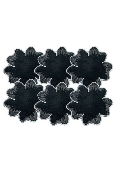 AYNAKIŞÇEYİZ Pachet de 6 șervețele de prezentație din pâslă cu broderie cu sclipici