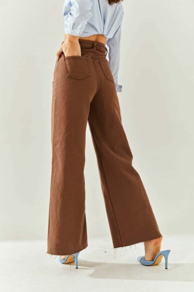 Ramrod Carolina Women's Non-Fading Brown High Waist Loose Leg Jeans Palazzo Jeans