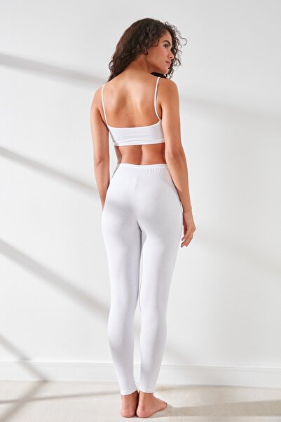 C&City C11432 Damen-Langstrumpfhose aus Modal-Baumwolle, Weiß