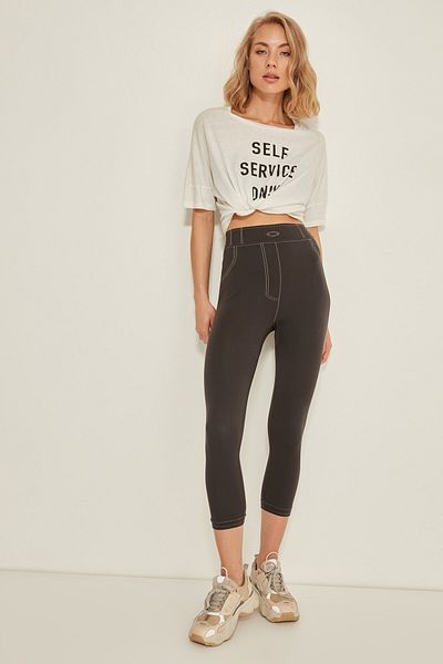 C&City C13801 Pantaloni din denim pentru femei fără cusături Leggings Antracit