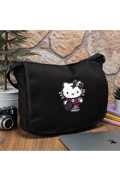 Touz Moda Geantă neagră unisex cu imprimeu Hello Kitty gotic