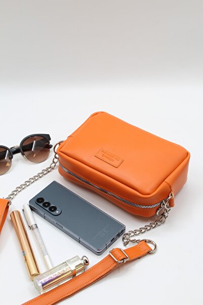 NOTHING Women's Orange Mini Chain Strap Shoulder and Crossbody Bag Leo