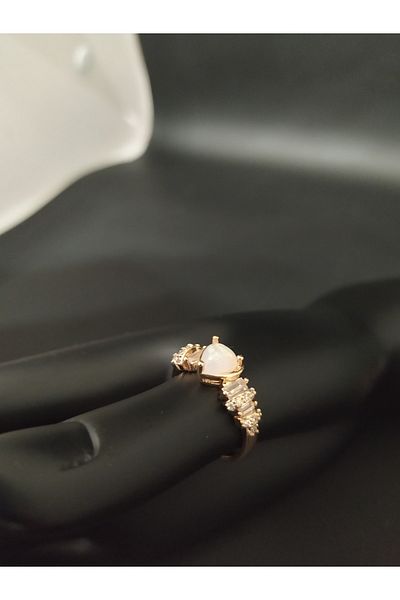 LUCK Women's Adjustable Zircon White Stone Heart Steel Ring
