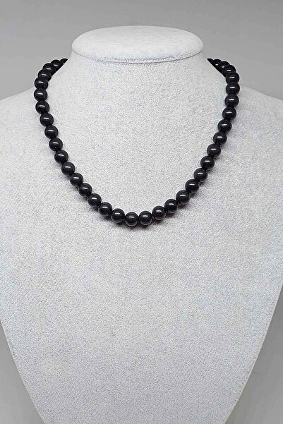 Yasamtohumu قلادة حجر الشونجيت 8 ملم (مع مشبك)