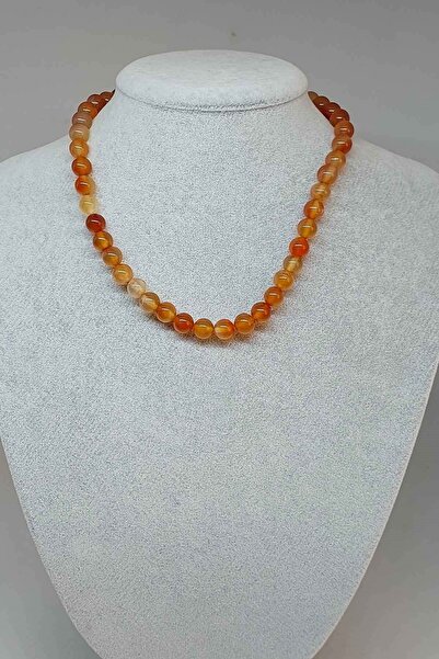 Yasamtohumu 8mm Agate Stone Necklace - With Clip (24015)