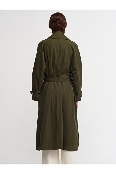 Dilvin 60333 Midi Length Trench Coat-khaki