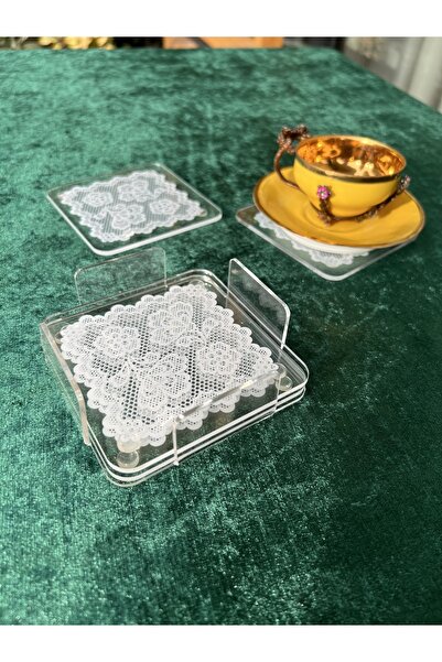 Queen Bee İstanbul Pleksi Bardak Altlığı - 4 Adet -dantel