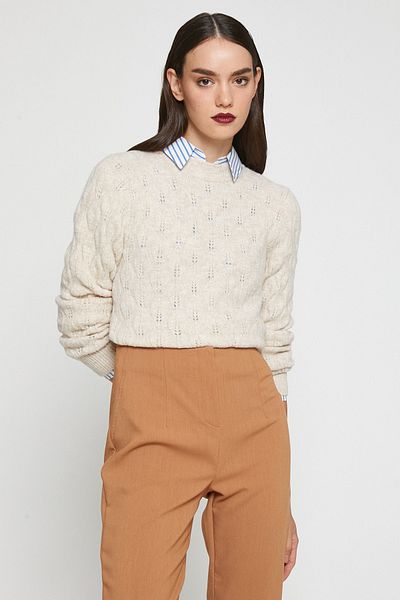 Koton Beigefarbener Damenpullover 3WAK90298HT