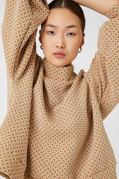 Koton Women's Beige Patterned T-Shirt 3WAK50109EK
